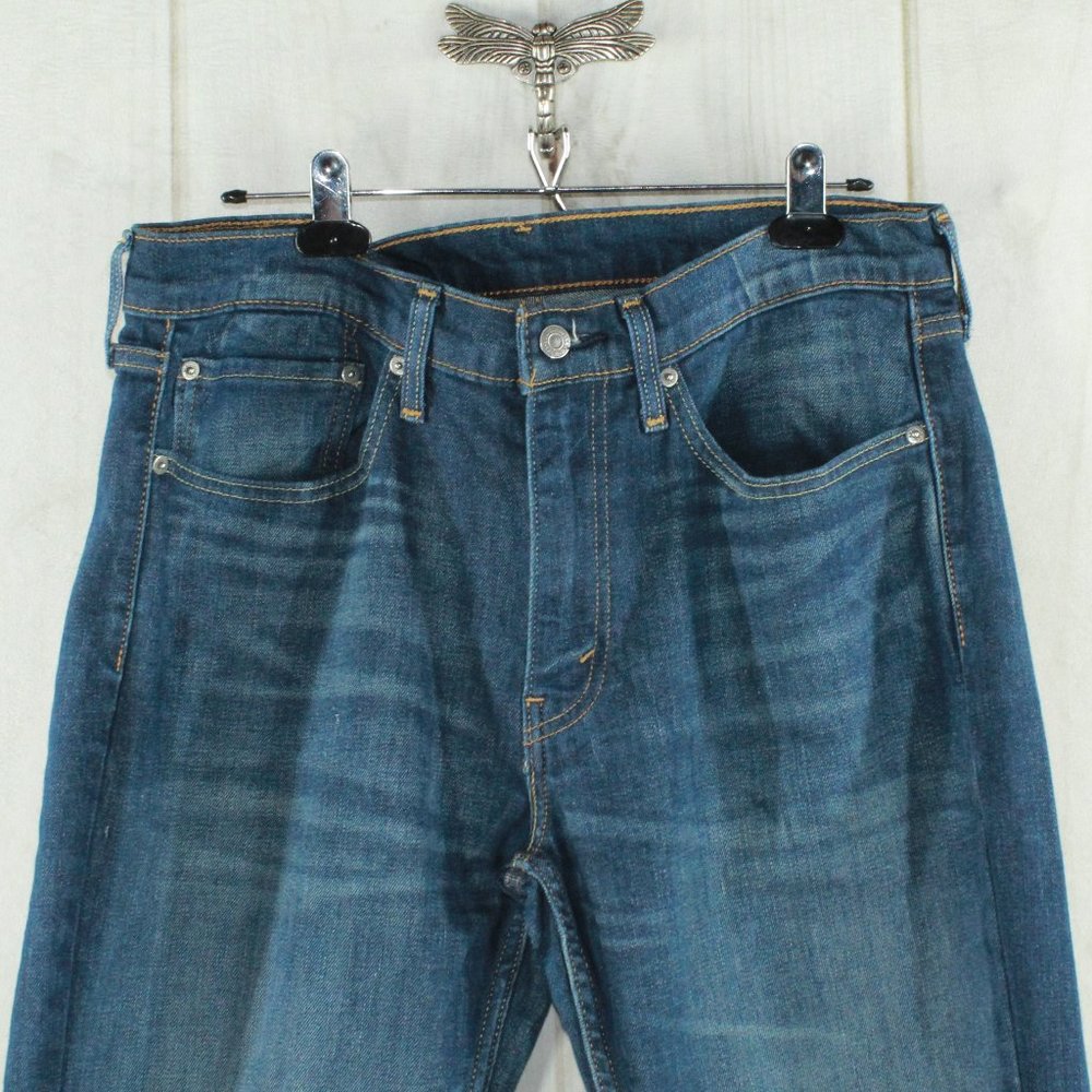 Levi's 514 Original Blue Washed Riveted Slim Straight Denim Jeans Size 34x34 - Picture 2 of 11